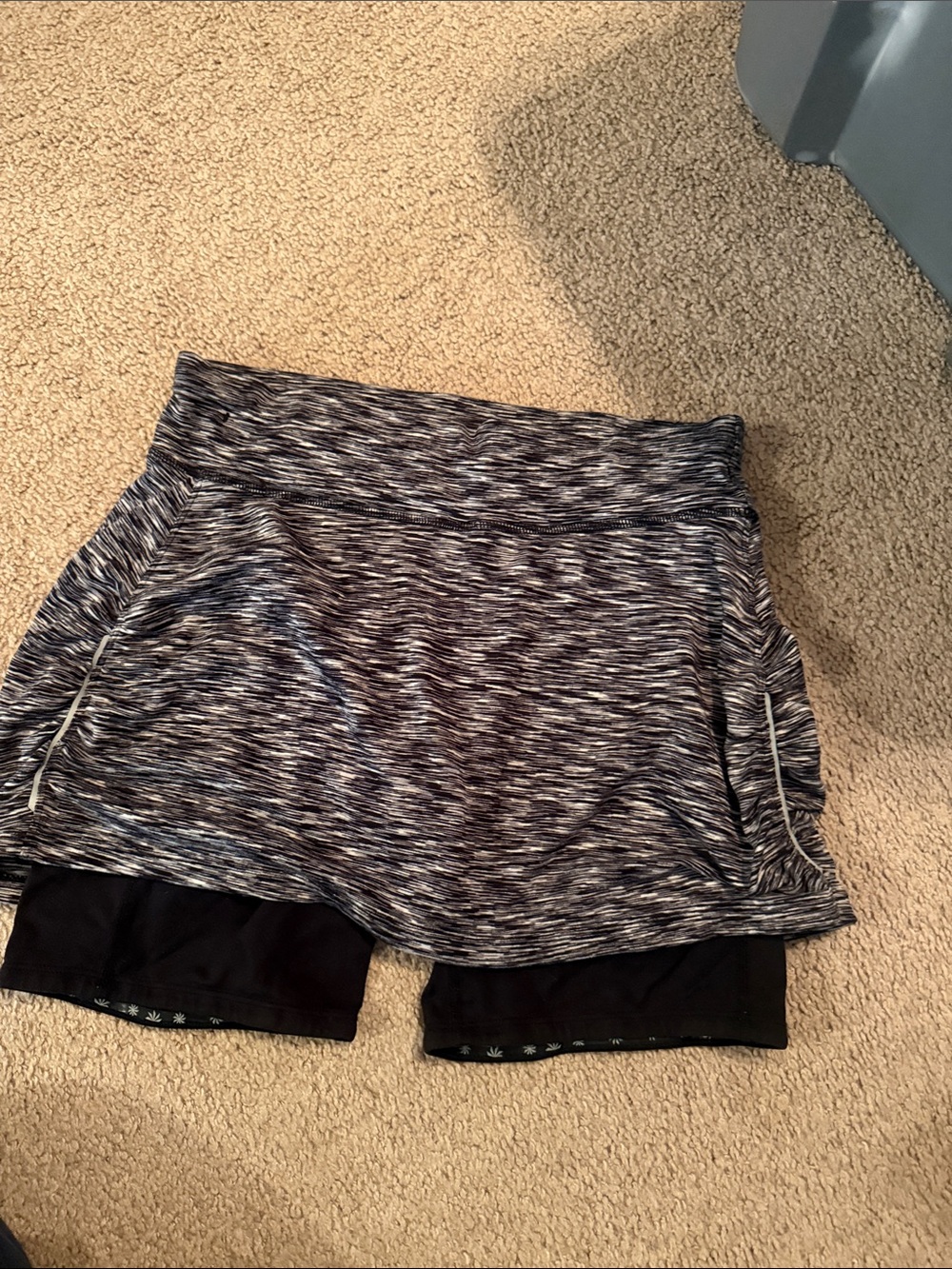 Athleta Black & Gray Space-Dye Active Skort with Built-In Shorts